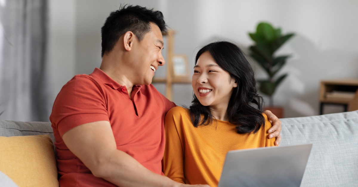 Couple smiling together and laughing