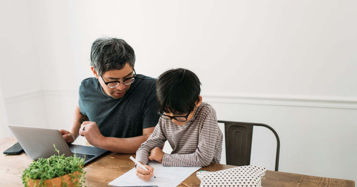 Dad and Son Working Together