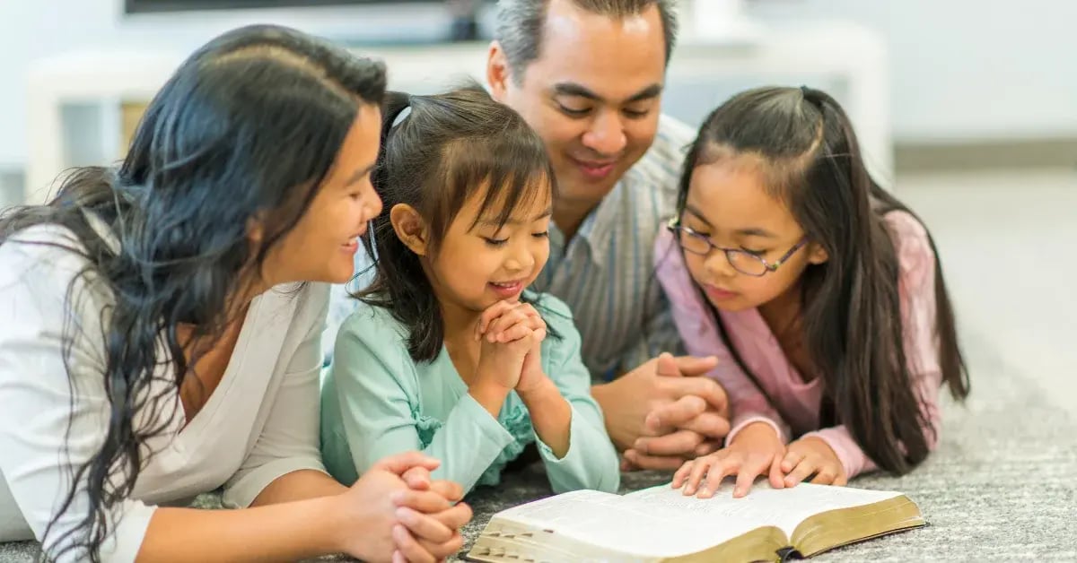family reading together